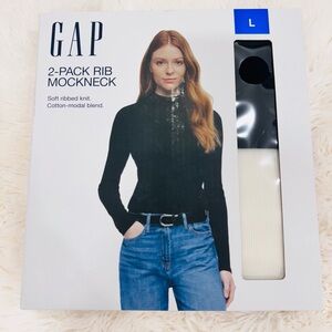 GAP Black and White Ribbed Mockneck Shirts 2-Pack- New